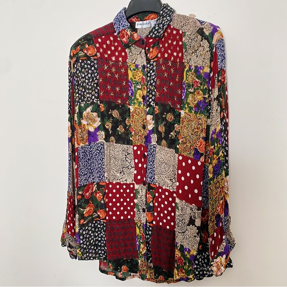 Jane Ashley Multicolor Patchwork Floral Hand Bead… - image 2